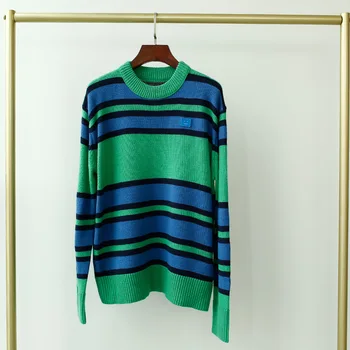 

2019 Couple Models Ins Sweater Loose Striped Contrast Wind Sweater Women's Clothing Sweater Women