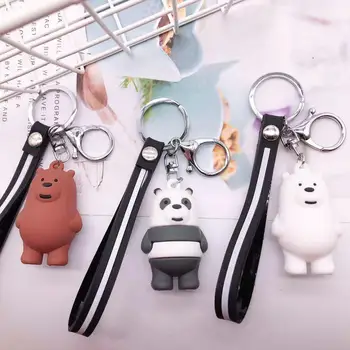 

Creative 3D Stereo 3 We Bare Bears Keychain Bag Mobile Phone Car Keychain Pendant Accessories Gift