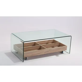

Table ARIANA, low, tempered glass, wood, 110x55 cms