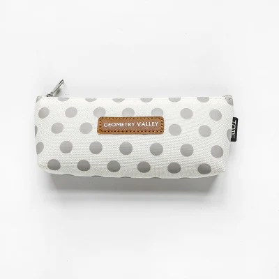 beige dots triangle Серый чехол для карандашей японский стиль ручка сумка Холст Kawaii Канцелярские инструменты Органайзер карандаш держатель кошелек; подарочная сумочка ручка чехол пакет с отделкой в горошек - Цвет: beige dots triangle