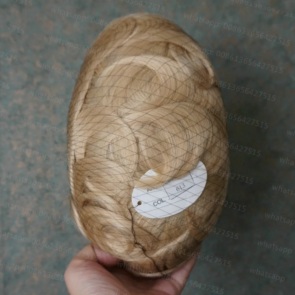 Hstonir Для мужчин парик Швейцарский Кружево натуральный Волосы Remy системы замены парики H074 - Парик Цвет: 613 #