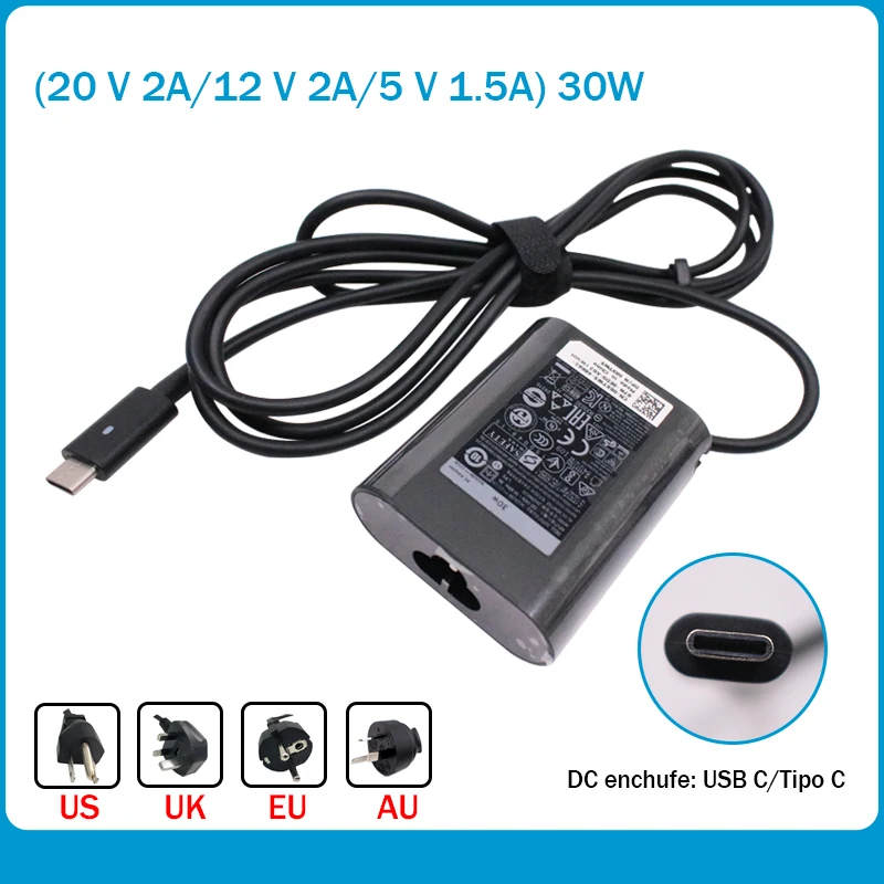 5V 2A 12V 2A 20V 1.5A USB-C type C ноутбук адаптер питания подзарядка для Dell XPS 12 9250 Venue 10 Pro 5055 5056 DA30NM150 08XTW5