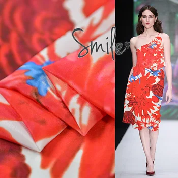 

Printed natural silk fabric meter anti-crease crepe de chine silk fabric shirt dress crepe fabric wholesale silk cloth