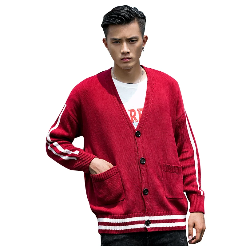 

autumn sweater coat men casual patchwork cardigan males knitted single breasted sweater