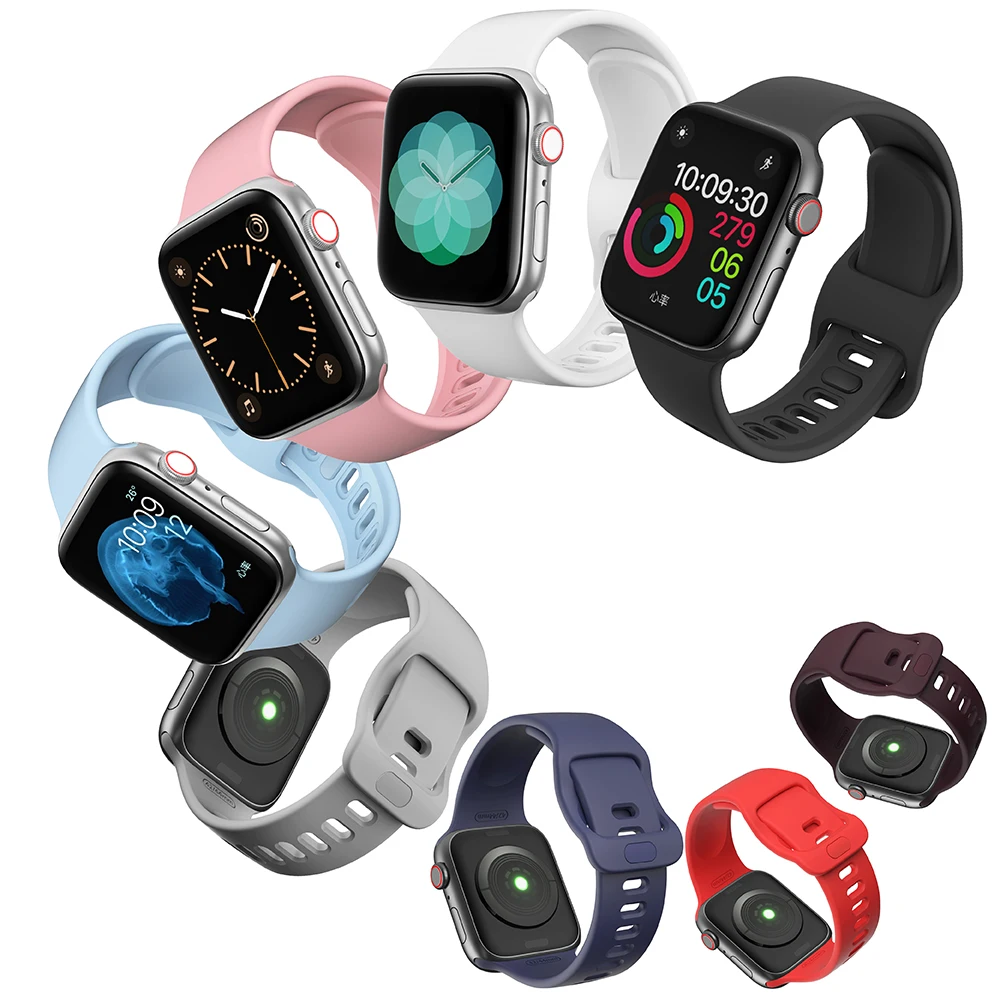 Жидкий силиконовый ремешок для наручных часов Apple Watch Series 4 5 44 мм 40 мм, ремешок для наручных часов iWatch 1/2/3, 42 мм, 38 мм, браслет на запястье