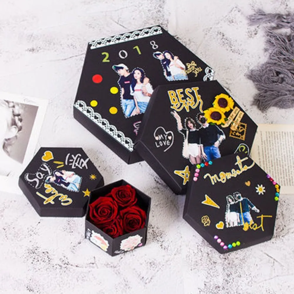 Креативный фотоальбом ручной работы шестигранный взрыв Подарочная коробка для семьи друзей подарок скрапбук фестиваль подарки для влюбленных