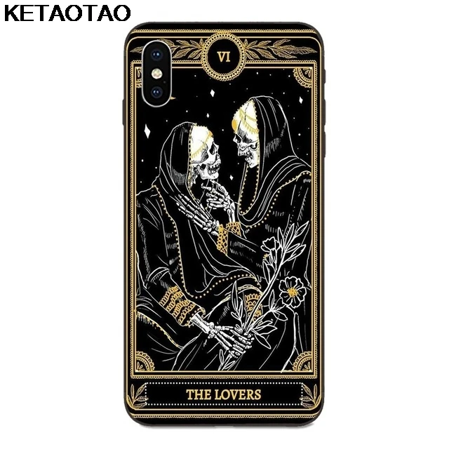 KETAOTAO крутая карта черный календулы Таро для samsung galaxy S4 S5 S6 S7 S8 S9 S10 edge Note чехол мягкий резиновый чехол из ТПУ силикона - Цвет: Золотой
