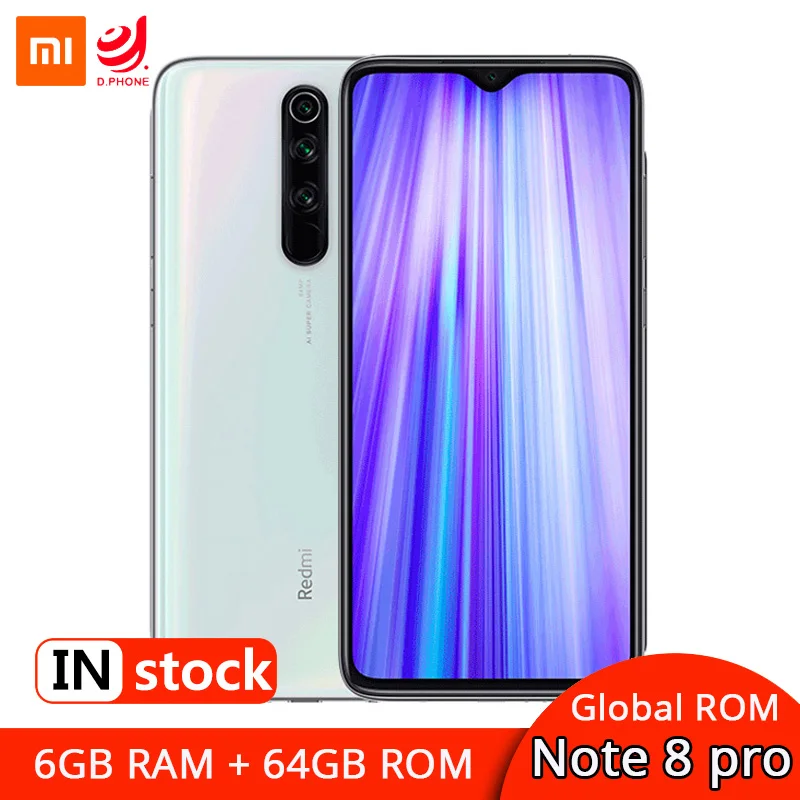 Смартфон Xiaomi Redmi Note 8 Pro с глобальной прошивкой 6 ГБ 64 мп четырехъядерный мобильный