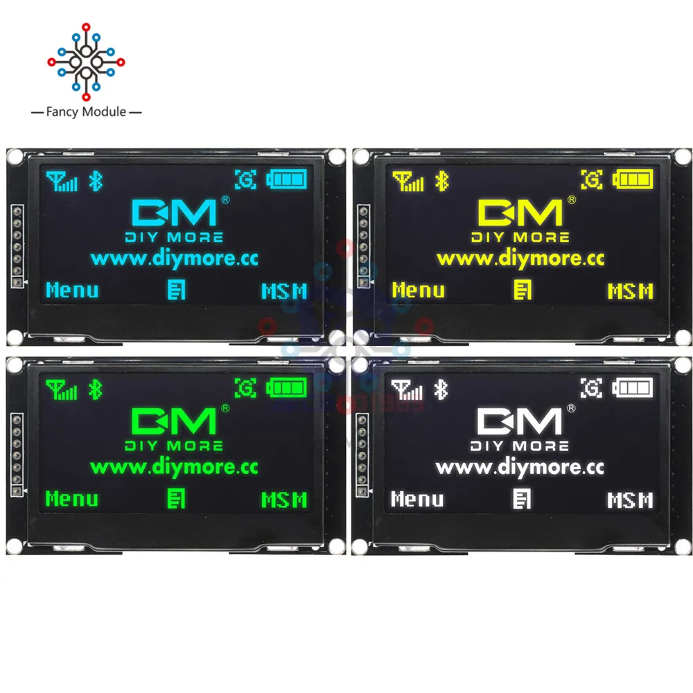 Online Pantalla LCD de 2,42 pulgadas 12864 Módulo de pantalla OLED IIC I2C SPI Serial C51 STM32 SSD1309 para Arduino 128X64 Blanco azul Verde amarillo