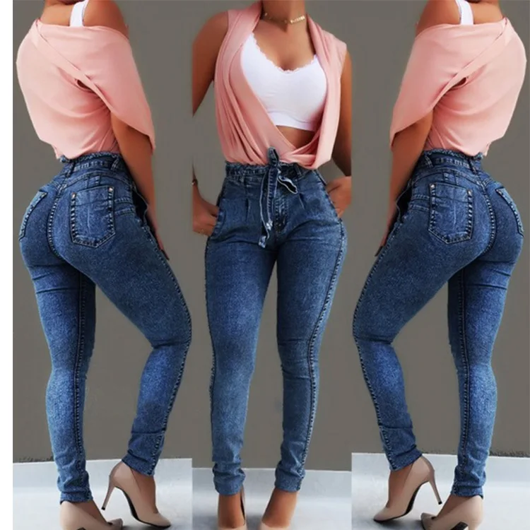 Jeans Woman Plus Size Pencil Pants Slim Elastic Tassel High Waist Jeans women 2020