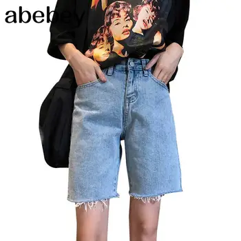 

Women Summer High Waist Shorts Loose Straight Denim Shorts Vaqueros Mujer Short Jeans Femme Streetwear Ladies Jeans Capris C5396