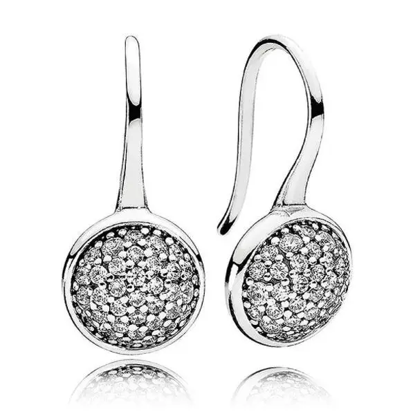 

Original 925 Sterling Silver Earrings Dazzling Droplets Stud Earrings For Women Wedding Party Gift Pandora Jewelry