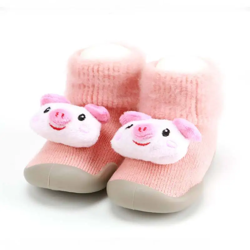 Baby Toddler Rubber Soled Shoes Xhildren's Kids Outdoor Non-slip Warm Infant Shoes Winter Thickened Warm Brushed Baby Doll Shoes