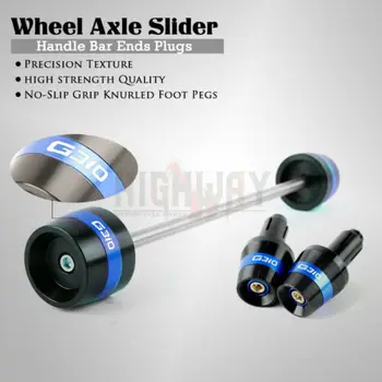 

Front Axle Fork Sliders Wheel Protector +Handle Bar End Grips Cap Cover For BMW G310R G310GS