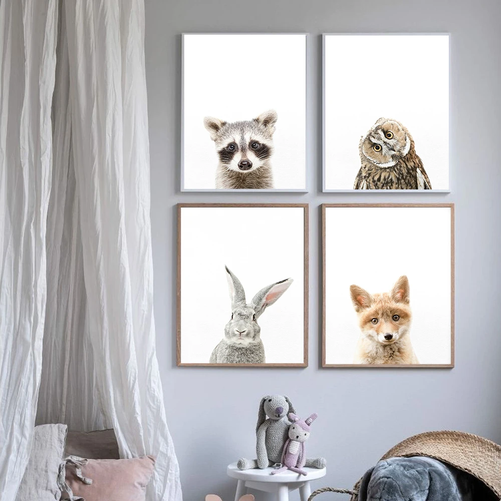 

Bunny Fox Owl Woodland Canvas Child Poster Nursery Wall Art Picture Print Forest Animal Painting Nordic Kid Baby Bedroom Decor