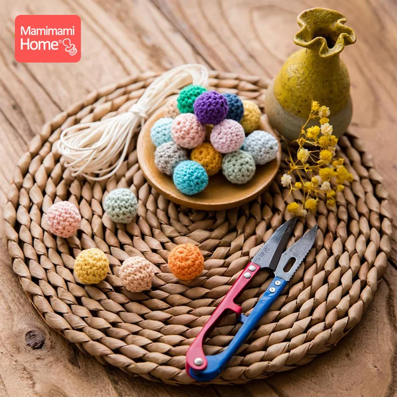 10Pc  나무 Teethers 크로 셰 뜨개질 비즈 20mm BPA 무료 나무 DIY 젖꼭지 체인 목걸이 간호사 액세서리 및 선물  제품