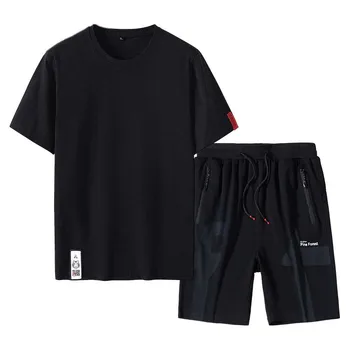 

2020 men's plus XL add size short sleeve T-shirt suit causal men's extra large shorts casual sports summer suit tops Tees 1-12