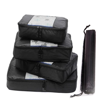 

5pcs Saving Space Square Shape Trip Travel Packing Zipper Closure Clothes Organizer Lightweight Wardrobe Storage Bag Luggage