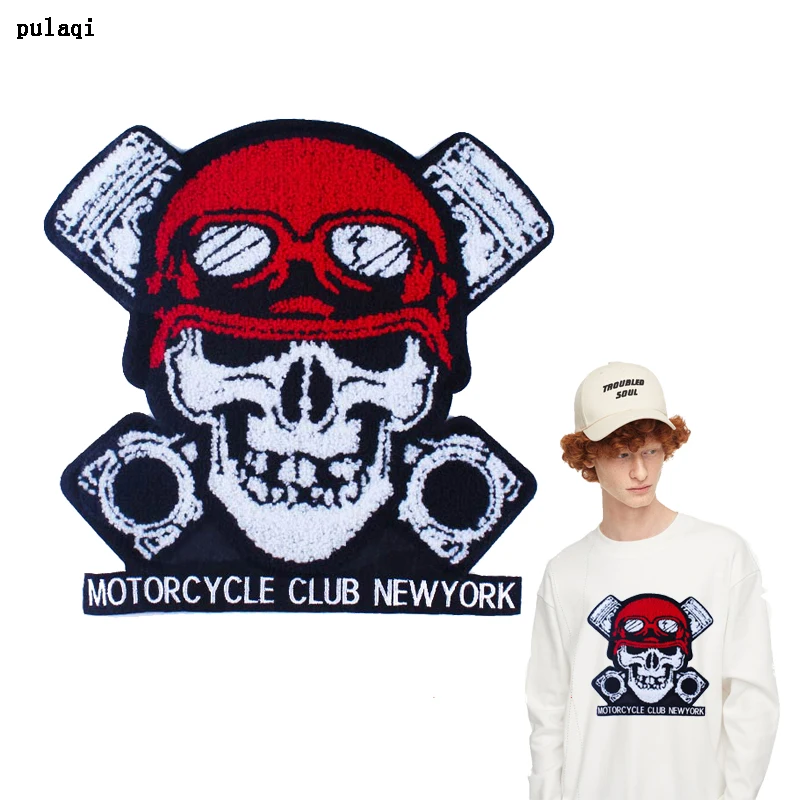 Pulaqi Big Rock Skull Patch Embroidered Patches Iron On Stripes For Clothes Jacket Ironing Strange things Badges DIY | Дом и сад