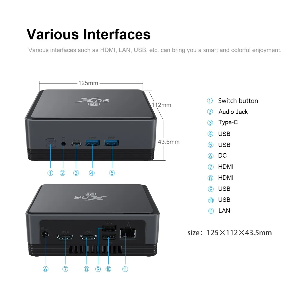 X96 G5 смарт ТВ приставка Windows 10 система двойной wifi 2,4G/5G Bluetooth 4,0 1000 м Мини приставка X96G5 Мини ПК переносной медиаплеер