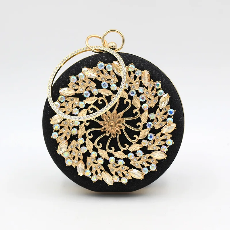 

Evening Bags Round Shape Glitter Clutch Bag Wedding Clutches Metal Hard-Surface Fashion Party Small Purse Luxury Banquet Pouch