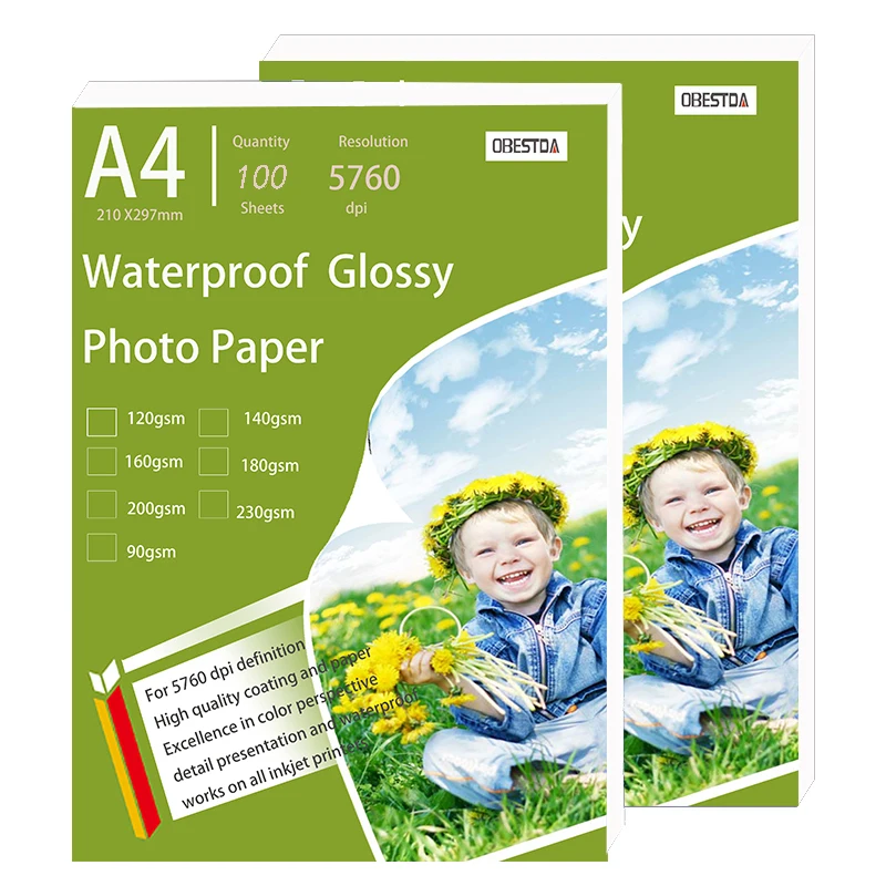 100sheetsGlossyA4PhotoPaperWaterproofForInkjetPrinterPaper