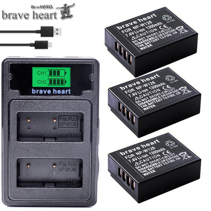

NP-W126 NP W126 NPW126 Battery + TYPE-C Charger For Fujifilm X100F X-T10 X-T20 X-Pro1 X-Pro2 HS30EXR HS33EXR HS35EXR X-A1 X-A2