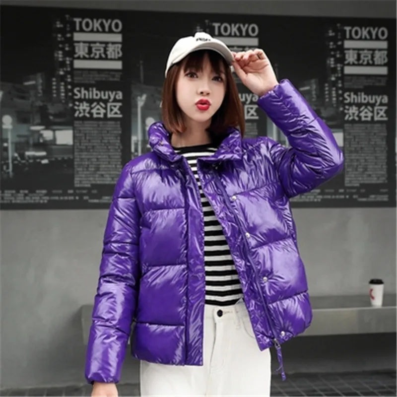 

2019 Beige Jacket Women Winter Fashion Warm Thick Solid Short Style Cotton Padded Parkas Jackets Stand Collar XL XXL PZ2280
