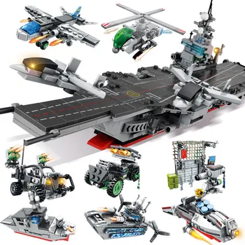 

836Pcs Black Gold USS Ford Military Army NAVY Aircraft Carrie Warship Model Building Blocks Sets Technic Bricks Educational Toys