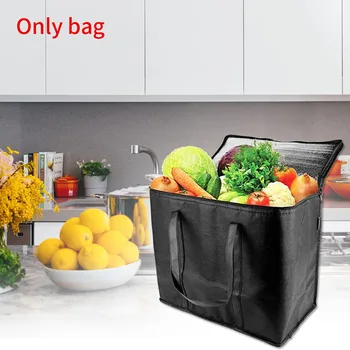 

2pcs Portable Shopping Insulated Grocery Bags Washable Free Standing Reinforced Bottom Foldable Reusable Durable Large Capacity