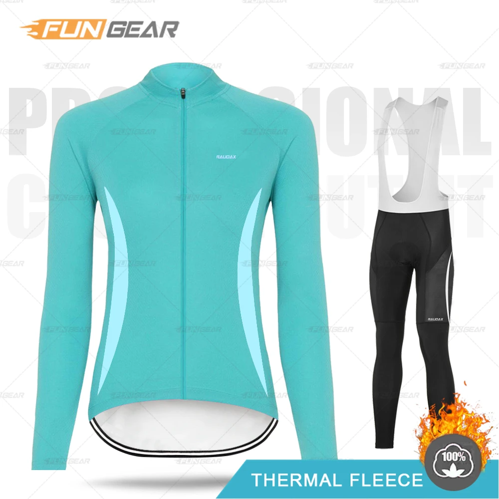 Bib Cycling Set Простая зимняя женская одежда, комплект из Джерси с длинным рукавом, Теплая Флисовая одежда, Модный женский комбинезон для шоссейного велосипеда - Цвет: Bib Cycling Set