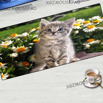

XGZ Animal Large Mouse Pad Black Lock Edge Flower In Persian Cat Table Carpet Mat Rubber Stripe Non-slip for Overwatch Gamer
