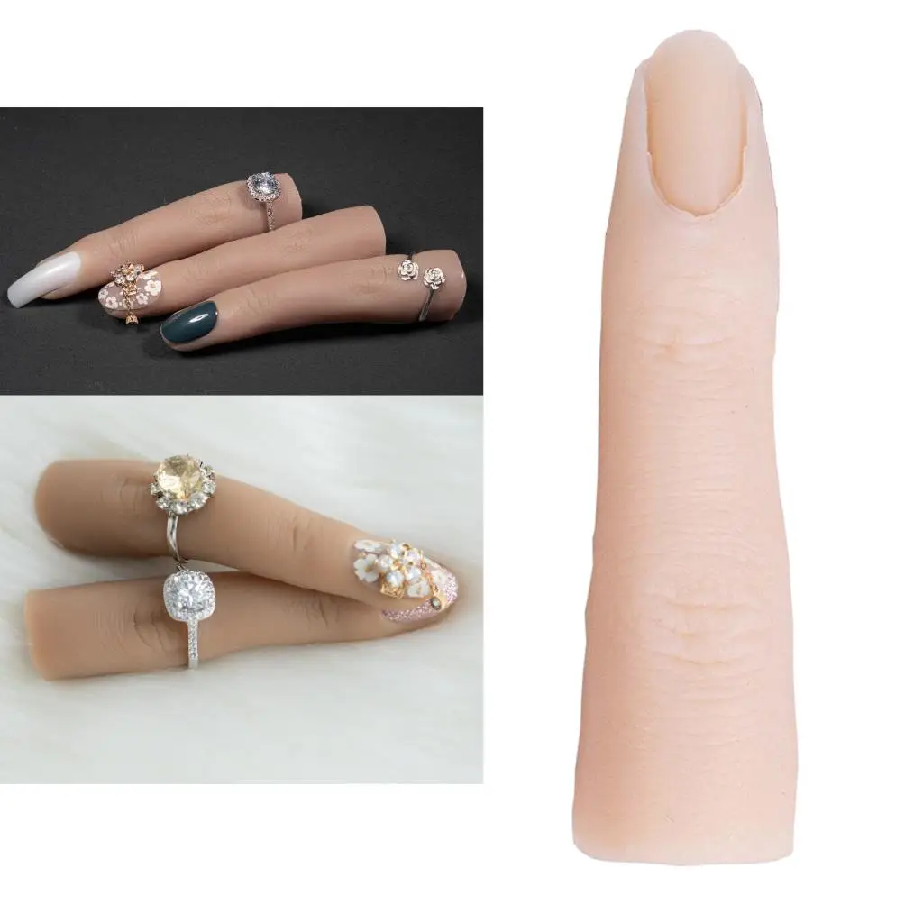 Silicone Practice Fake Finger Model For Hand Manicure Nail Art Training Display Fake Finger Natural Nail Tips Manicure Tool