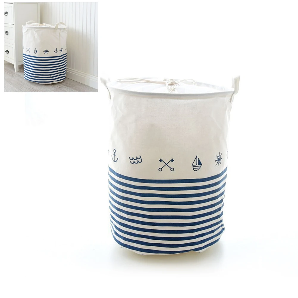 Небесно-голубой Folding Laundry Basket Round Storage Bin Bag Large Hamper Collapsible Clothes Toy Holder Bucket Organizer Large Capacity - Цвет: Небесно-голубой