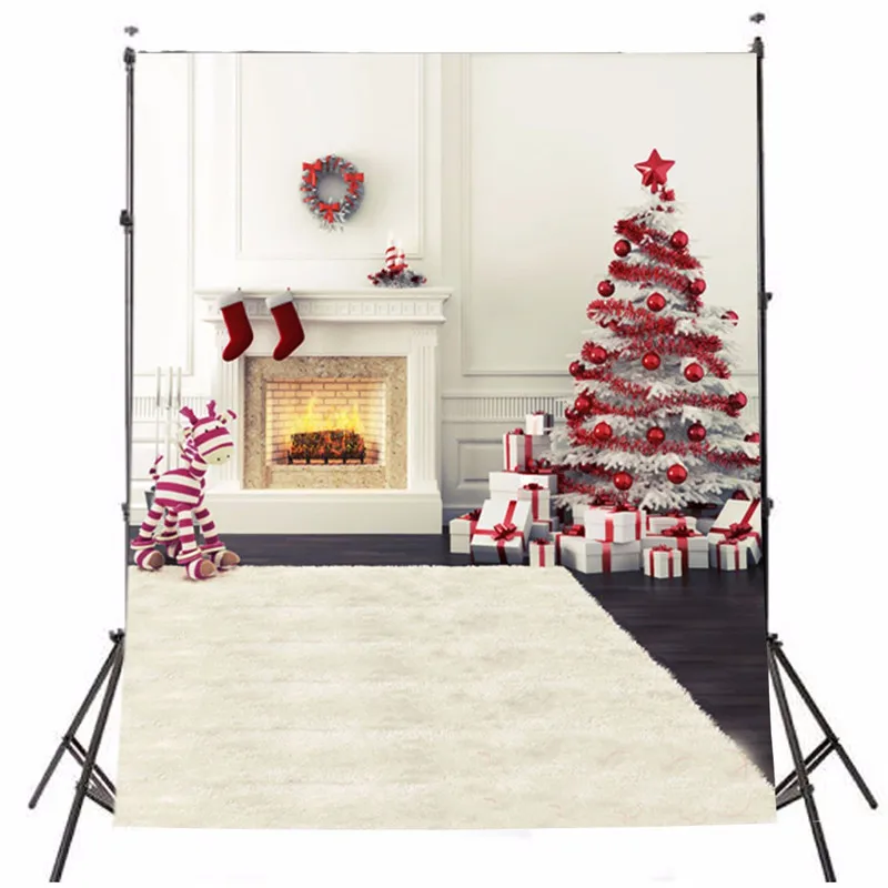 5x7FT Vinyl Christmas Tree White Wall Photography Backdrop Background Studio Prop for kid