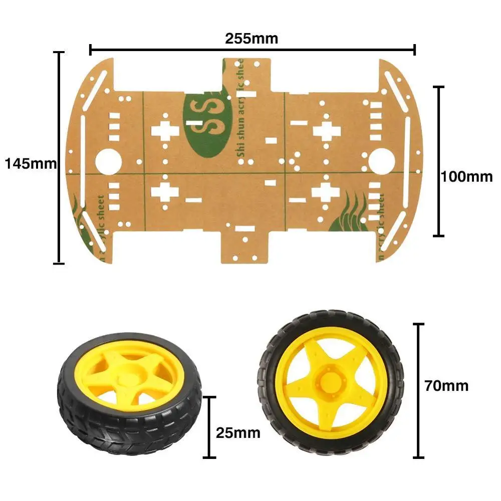 DIY робот умный автомобиль шасси комплект с скорость кодер колеса и батарейный блок 4 колеса