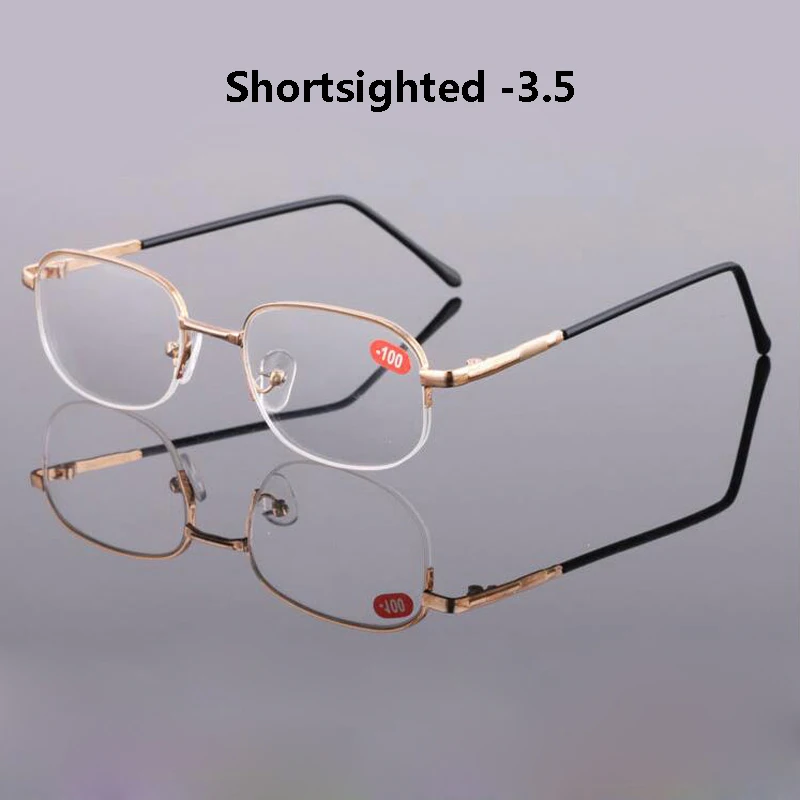 Zilead Aolly готовая близорукость полуоправные очки деловые очки для близоруких очки With-1.0to-4.0 для мужчин и женщин - Цвет оправы: gold myopia 3.5