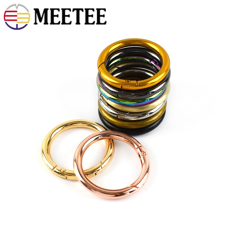 20pcs Meetee 10-50mm Metal Spring O Ring Round Openable Round Snap Hook for Bag Strap Keychain Pendant DIY Sewing Accessories