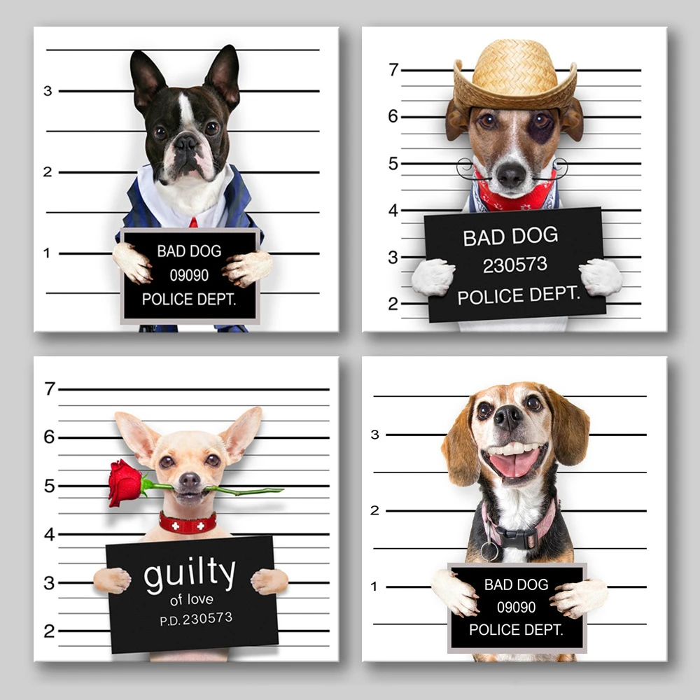Peinture Sur Toile Decorative Nordique Animal Chien De Police Photo Mauvaise Fille Mauvais Chien Chambre A Coucher Salon Chambre De Bebe Tableau D Art Mural Aliexpress