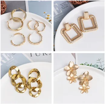 

Juran 28 Designs Gold Color Dangle Drop Earrings Fashion Za Metal Earrings for Women Steam Punk Design Statement Brincos Jewelry