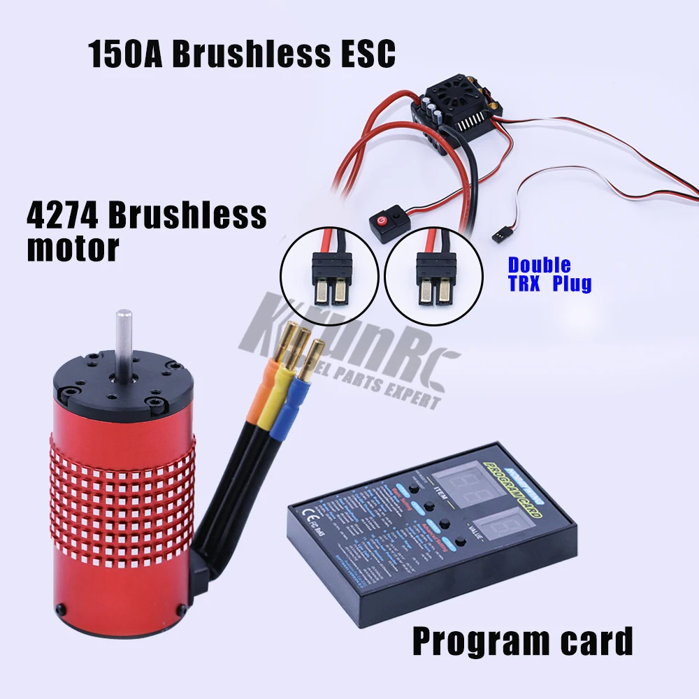 Double TRX plug WP-Max8-RTR v3 150A водонепроницаемый бесщеточный ESC T/штекер TRX+ 4274 2200KV двигатель+ светодиодный программирование для 1/8 RC автомобиль грузовик - Цвет: Double TRX plug