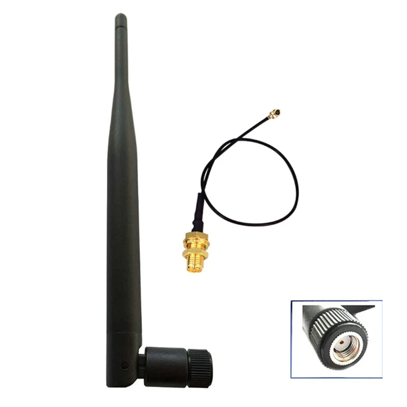 2.4GHz 5dBi WiFi 2.4g antenna Aerial RP-SMA Male Wireless Router +21cm PCI U.FL IPX to RP SMA Male Pigtail Cable