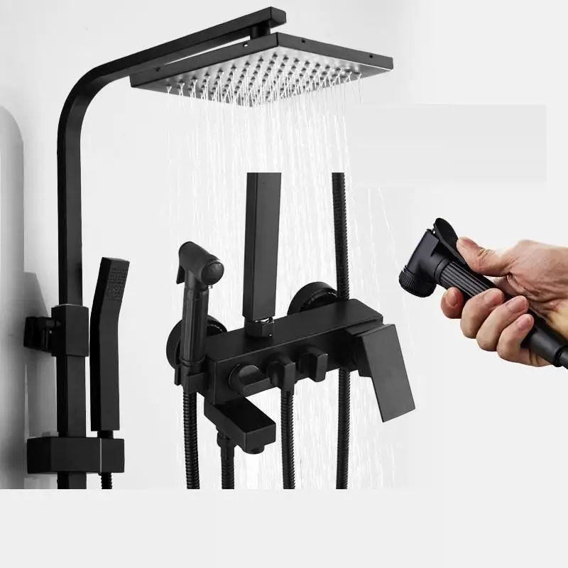 Conjunto Preto панель электрическая колонна Doccia Regadera De Duschset Ducha Chuveiro Do Banheiro Душевая система для ванной комнаты