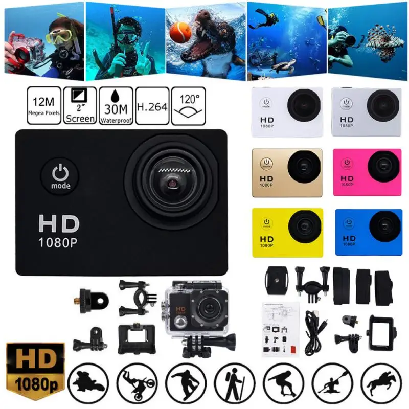 New Arrival Action Camera 12MP HD 1080P 32GB 140D Underwater Waterproof Cam Helmet Vedio Go Sports Pro Mini DV Video | Электроника