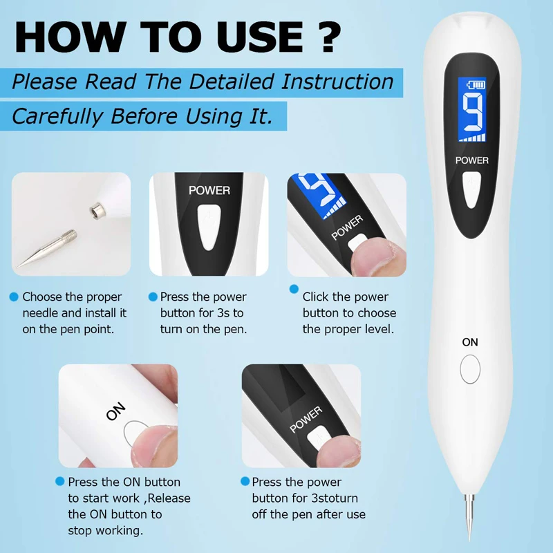 New LCD Plasma Pen LED Lighting Laser Tattoo Mole Removal Machine Face Care Skin Tag Removal Freckle Wart Dark Spot Removal Pen