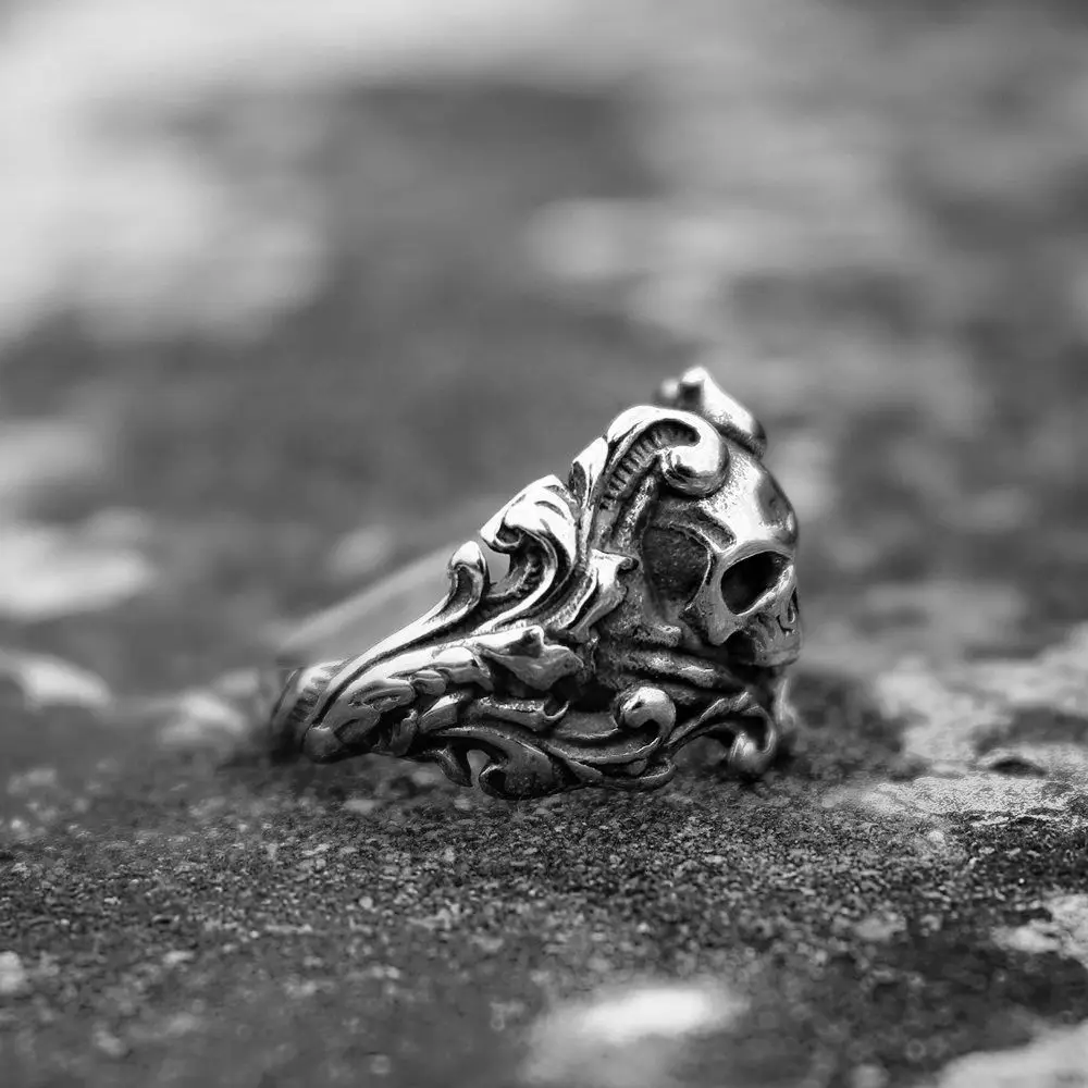 EYHIMD готический серебряный лоза пиратский череп кольца мужские Байкер нержавеющая сталь кольцо для женщин панк рок ювелирные изделия