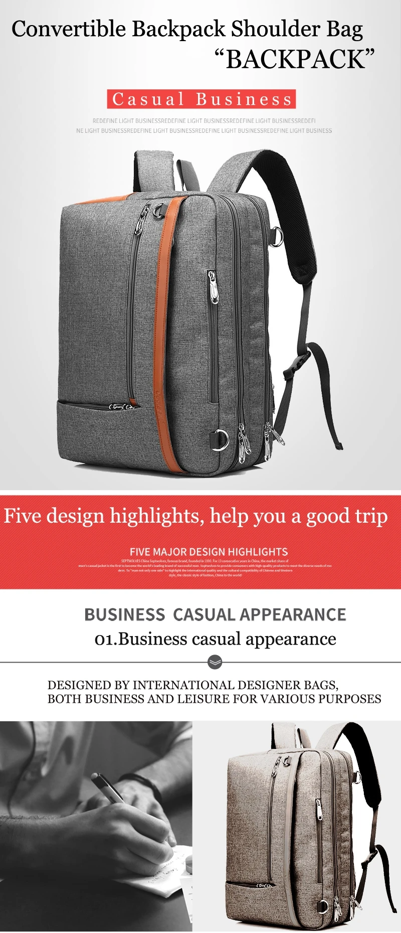 Рюкзак-трансформер для ноутбука, мужская сумка на плечо 17 дюймов, школьная сумка, мужская деловая сумка, мужская сумка, рюкзак