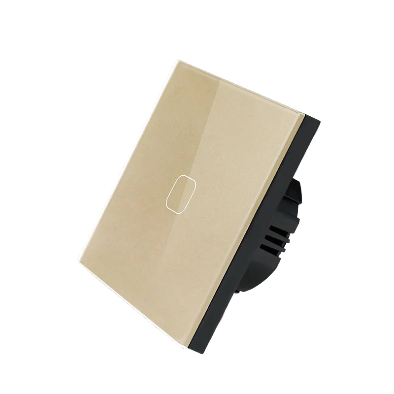MiniTiger ЕС стандарт 1 банда 1 способ сенсорный выключатель, AC 220~ 250 В, белая кристальная стеклянная панель, без дистанционного управления Сенсорный переключатель - Цвет: 1 Gang Gold
