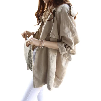 

Long Sleeve Loose Spring Autumn Thin Windshirt The New Korean Edition Windbreaker Trenchs Women Coats