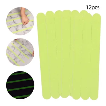

12pcs Noctilucent Anti Skid Strip Removable Luminous Tape Bathroom Bathtub Treads Stickers Non Slip Tape Fluorescence Safety Mat